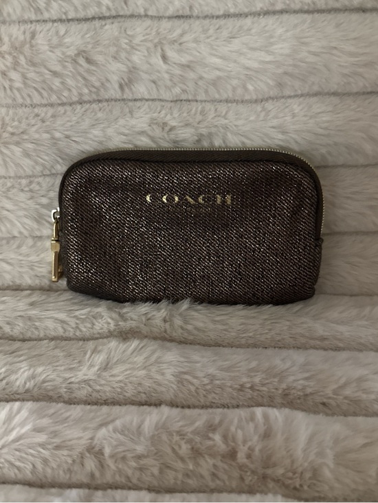 Coach Handbags - Coach Metallic Brown Zip Pouch with Gold Hardware